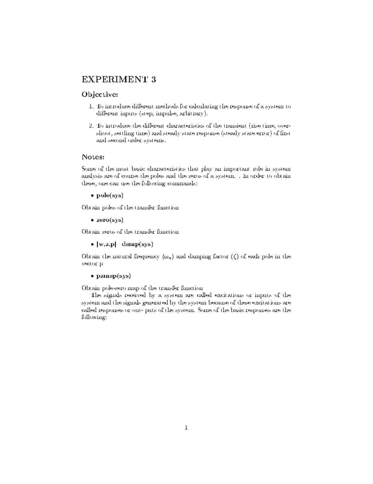 Control Lab 2: Experiment 3 - Transfer Functions & Simulink Models ...