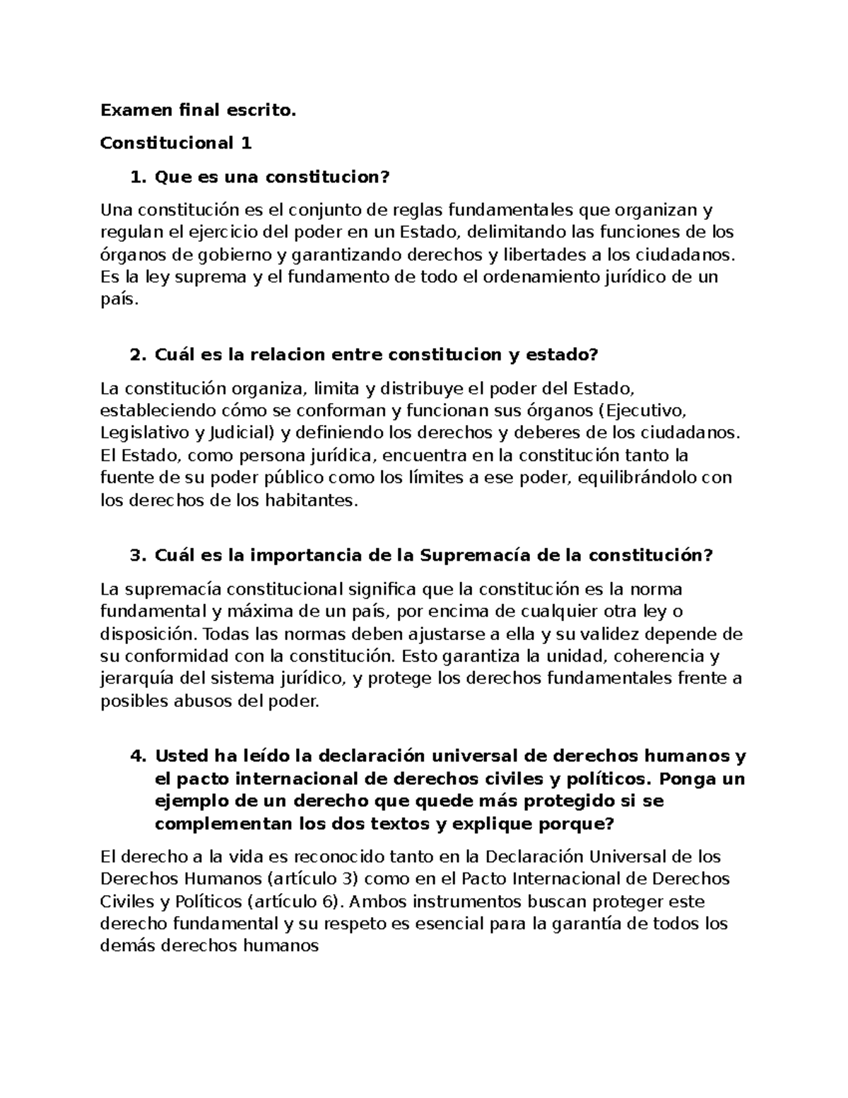 Examen Final Constitucional 1: Análisis y Temas Clave - Studocu