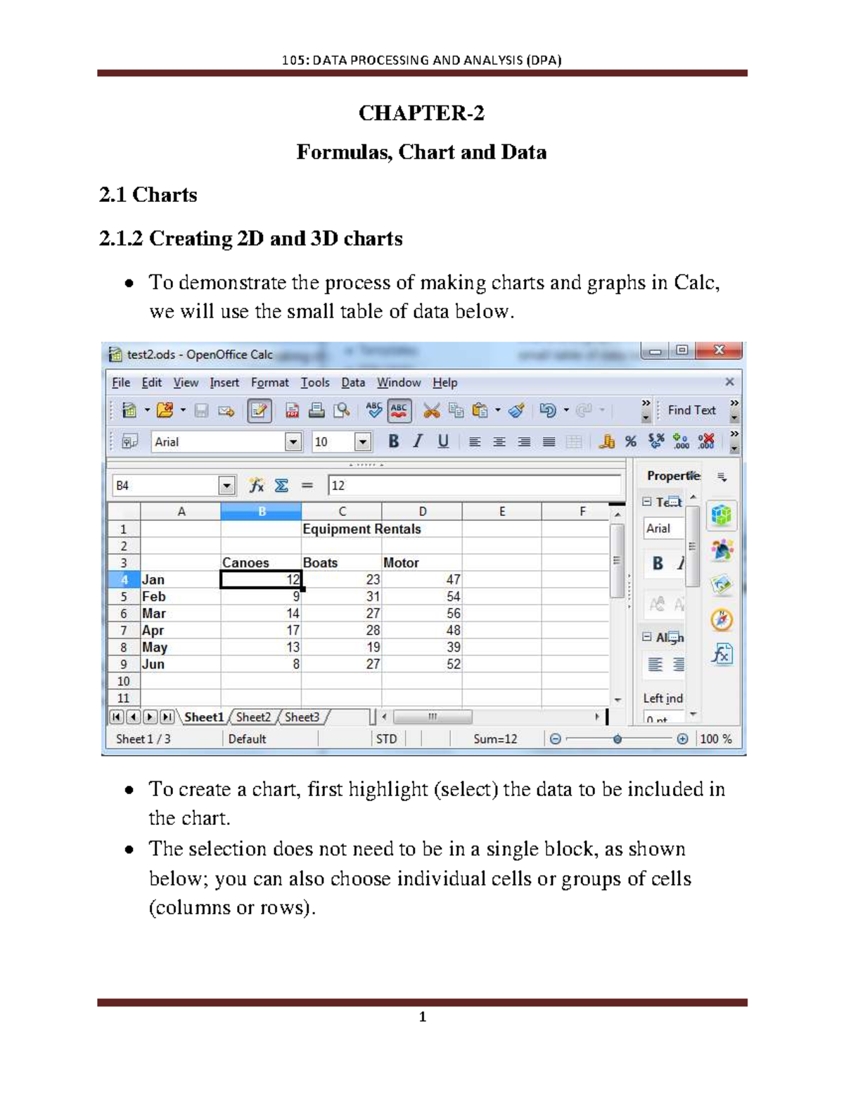 105: DATA PROCESSING AND ANALYSIS (DPA) Unit 2 - Chart Creation ...