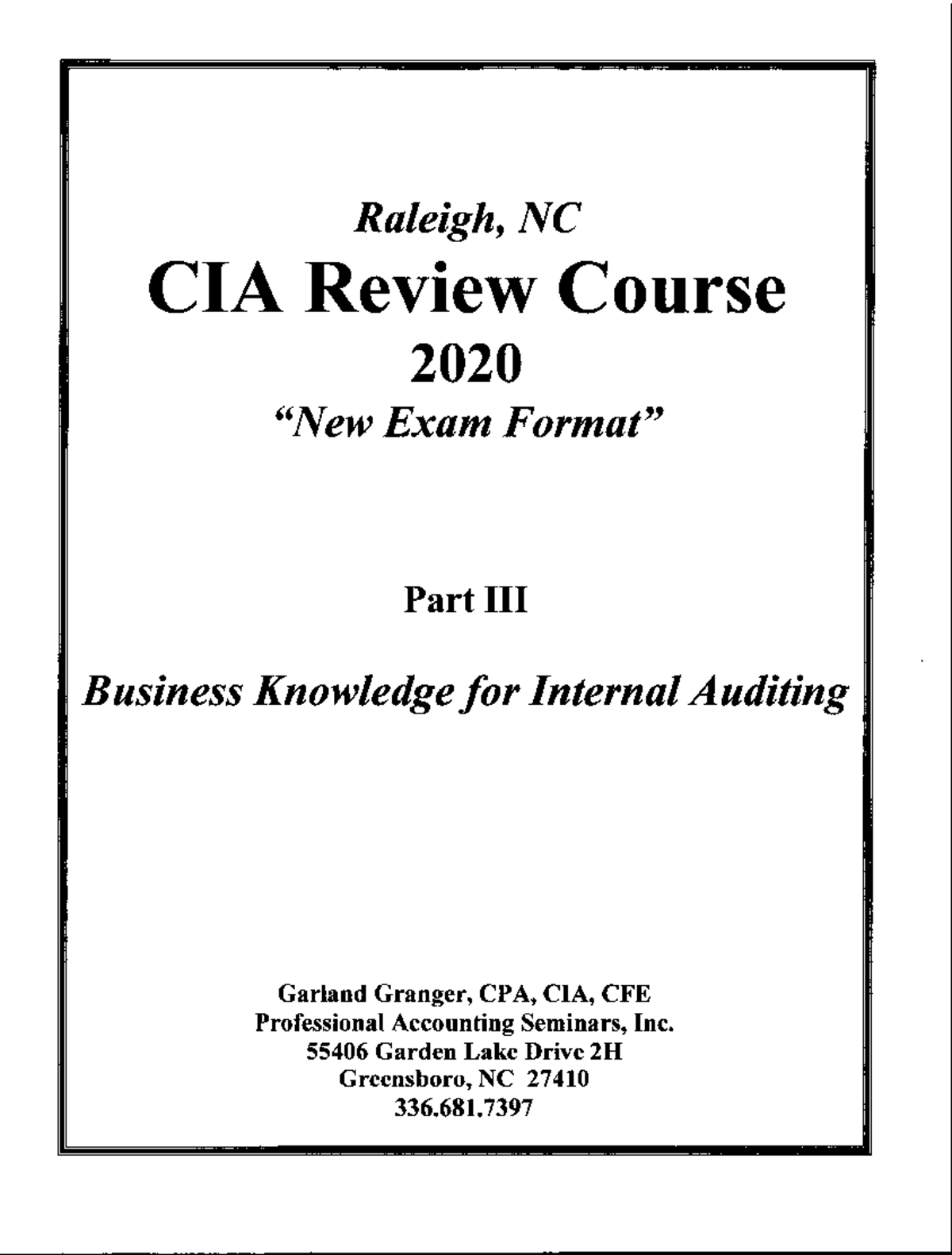 CIA Exam Prep Review 2020: Section 3 Study Guide - Studocu