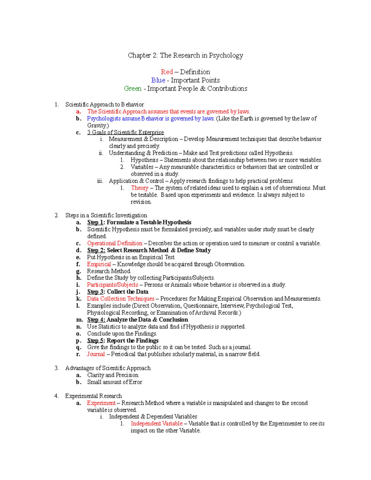 Psych 101 Ch 2: Research Methods in Psychology - Prof. Mongrain - Studocu