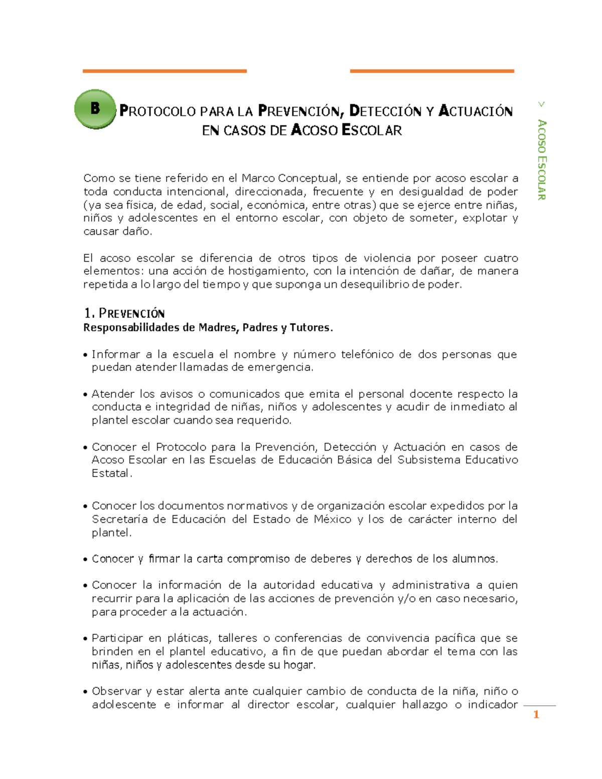 Protocolo para Prevención y Actuación en Acoso Escolar - Studocu