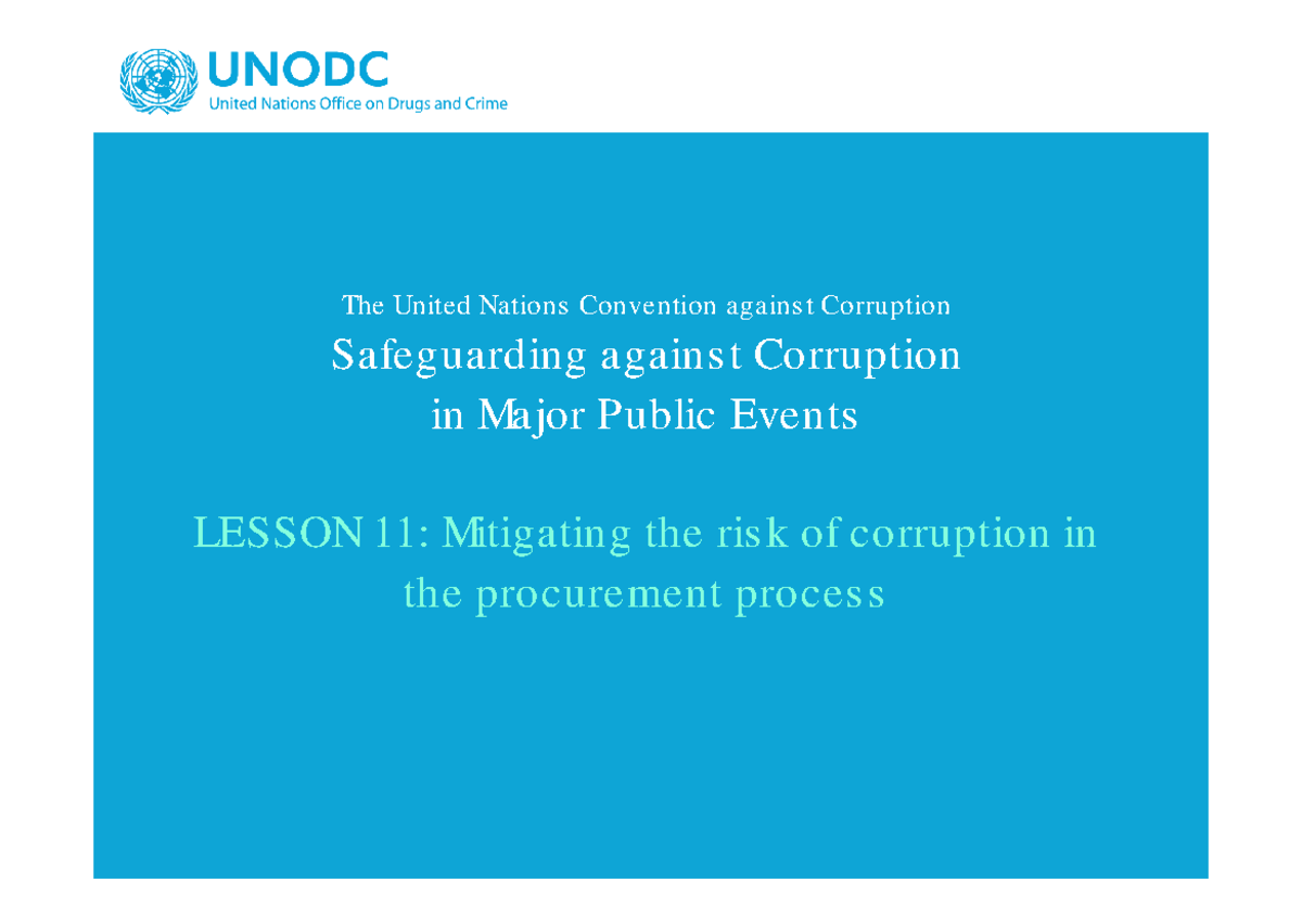 PPT-LESSON 11: Mitigating Corruption Risks in Procurement Process - Studocu