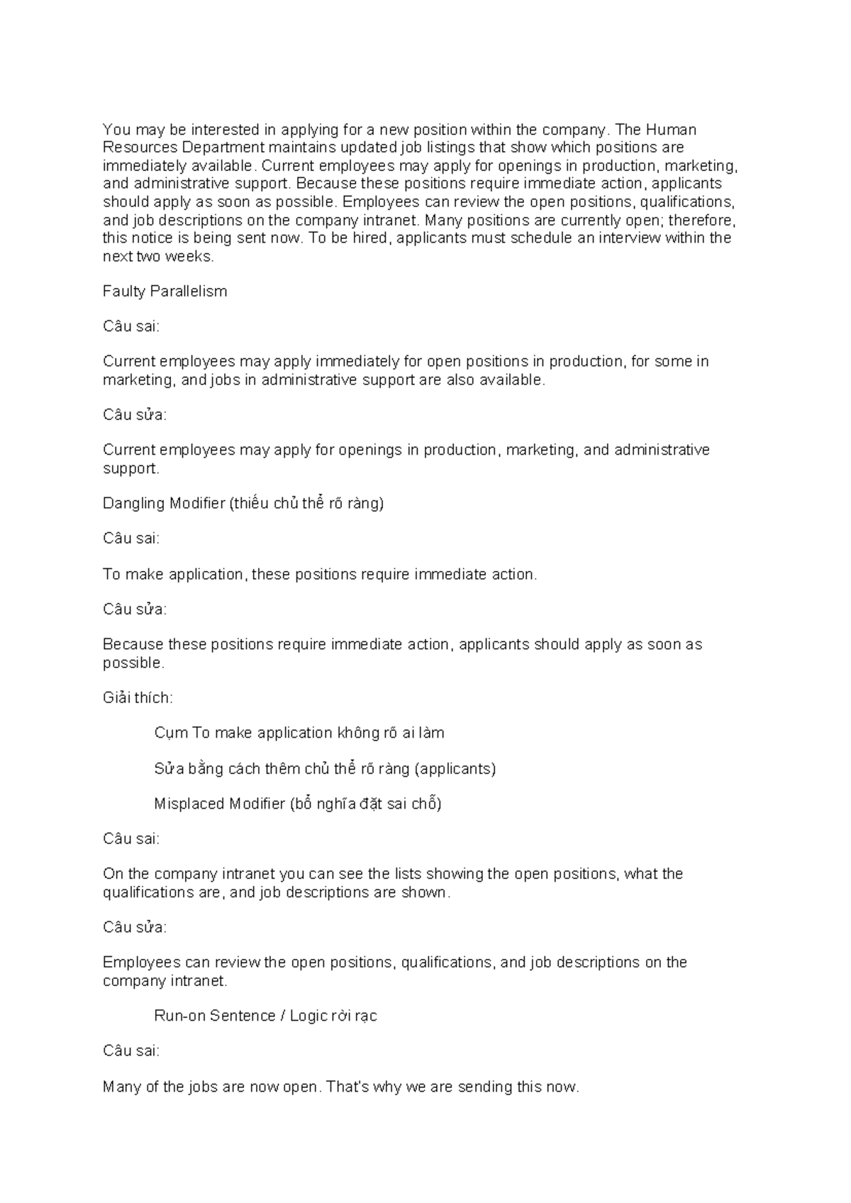 BBCC - Job Application Guidelines and Common Errors - Studocu