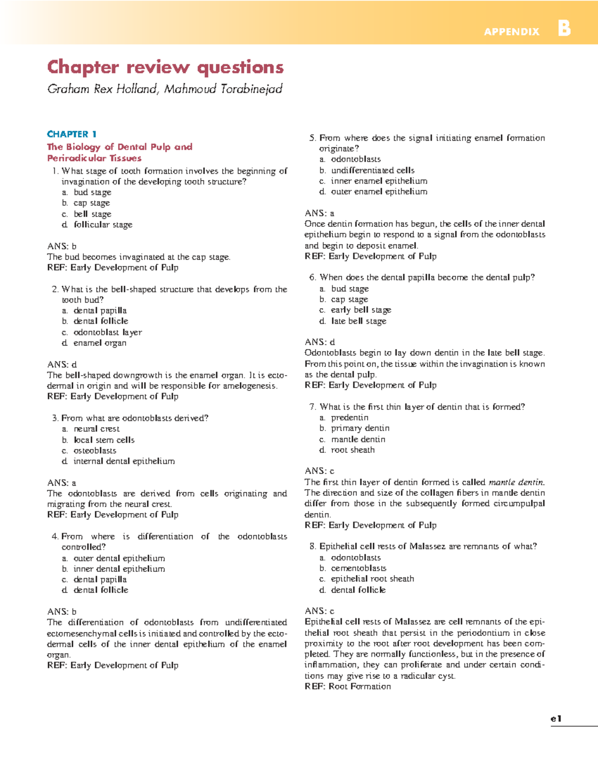 Endodontics MCQs Review: Chapter 1-8 Questions and Answers - Studocu