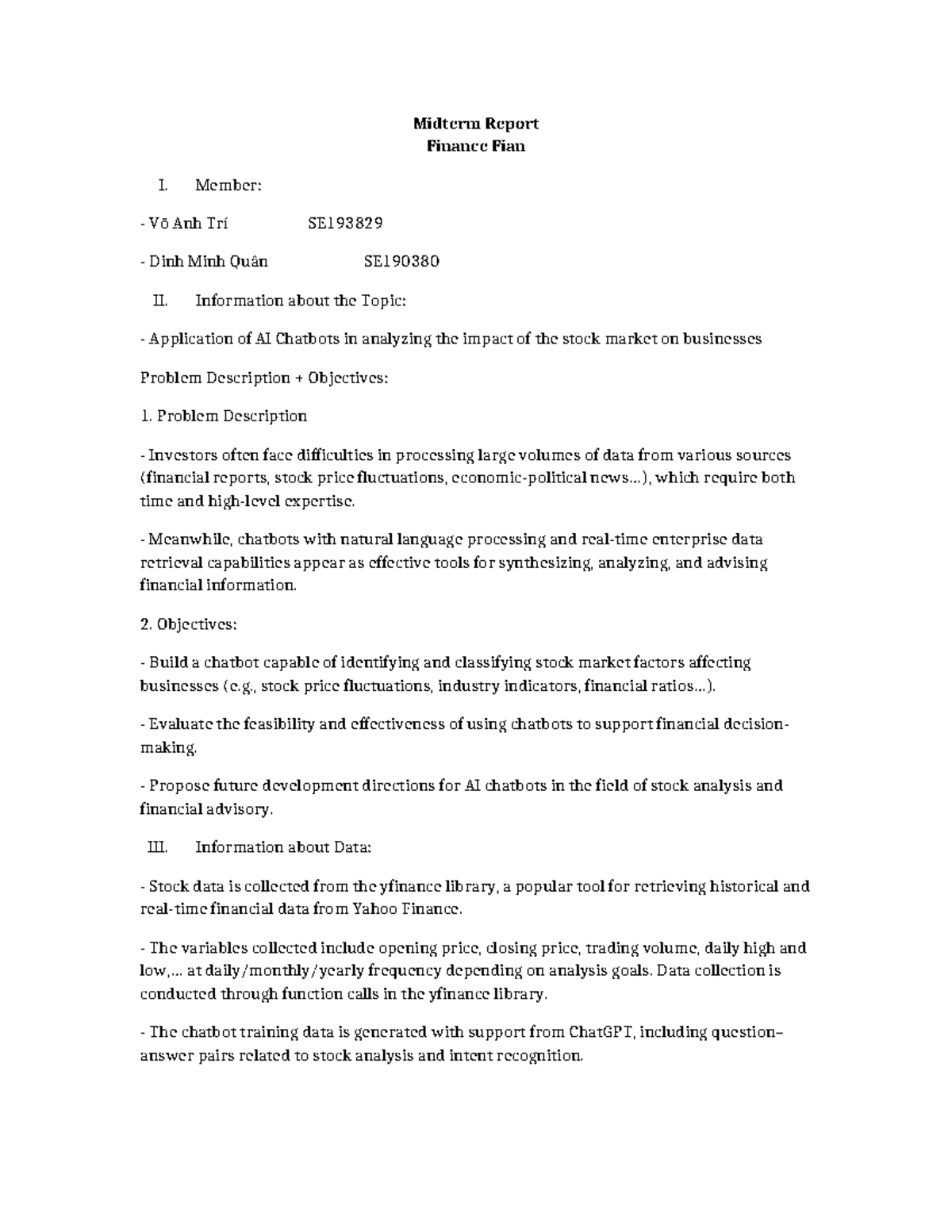 Midterm Report on AI Chatbots in Stock Market Analysis SE193829 ...