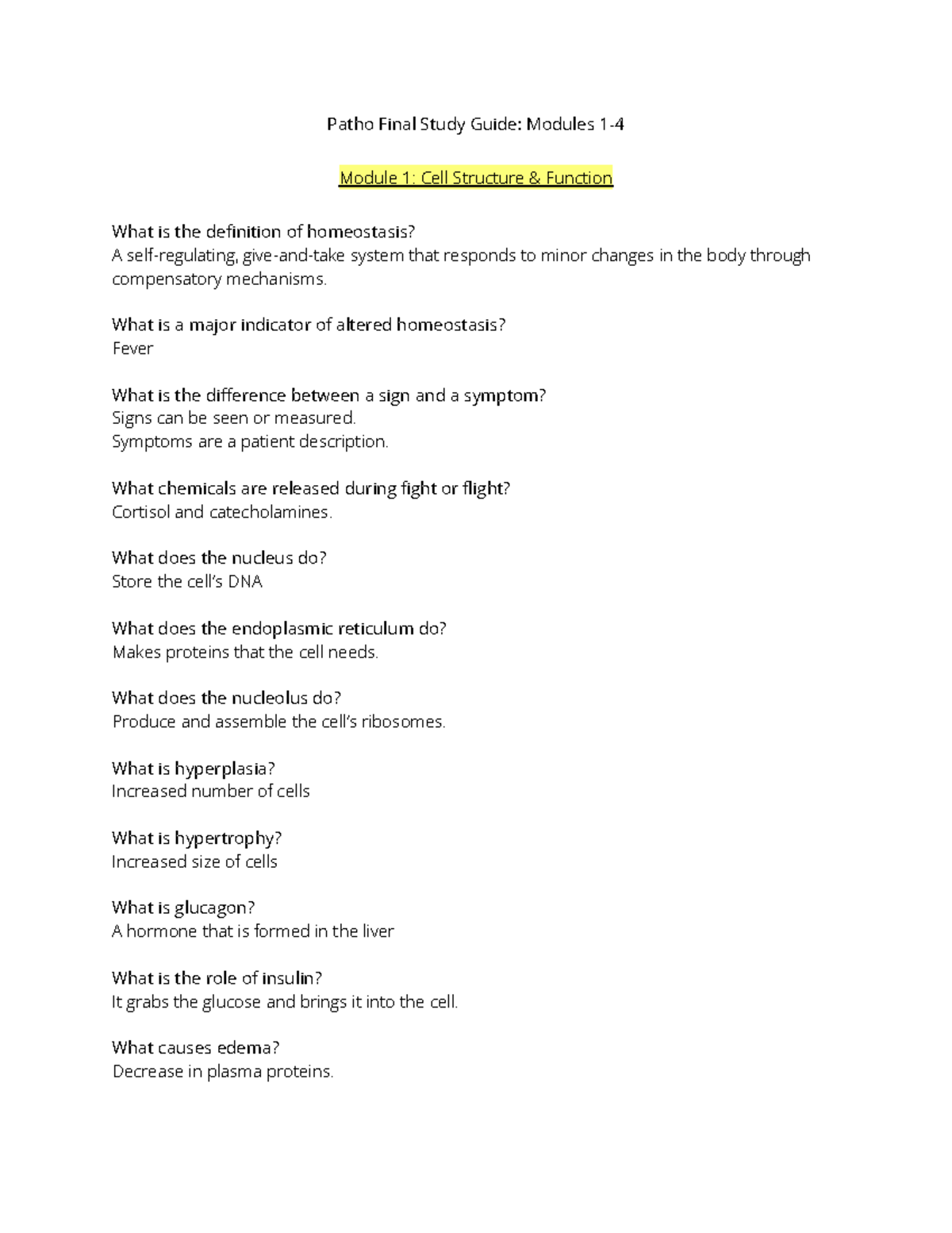Patho Final Exam Study Guide: Key Concepts and Modules - Studocu