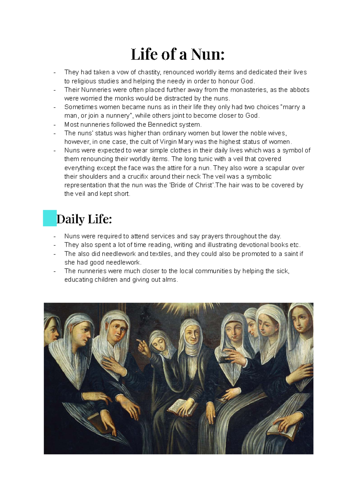 The day in the life of a nun - Life of a Nun: They had taken a vow of ...