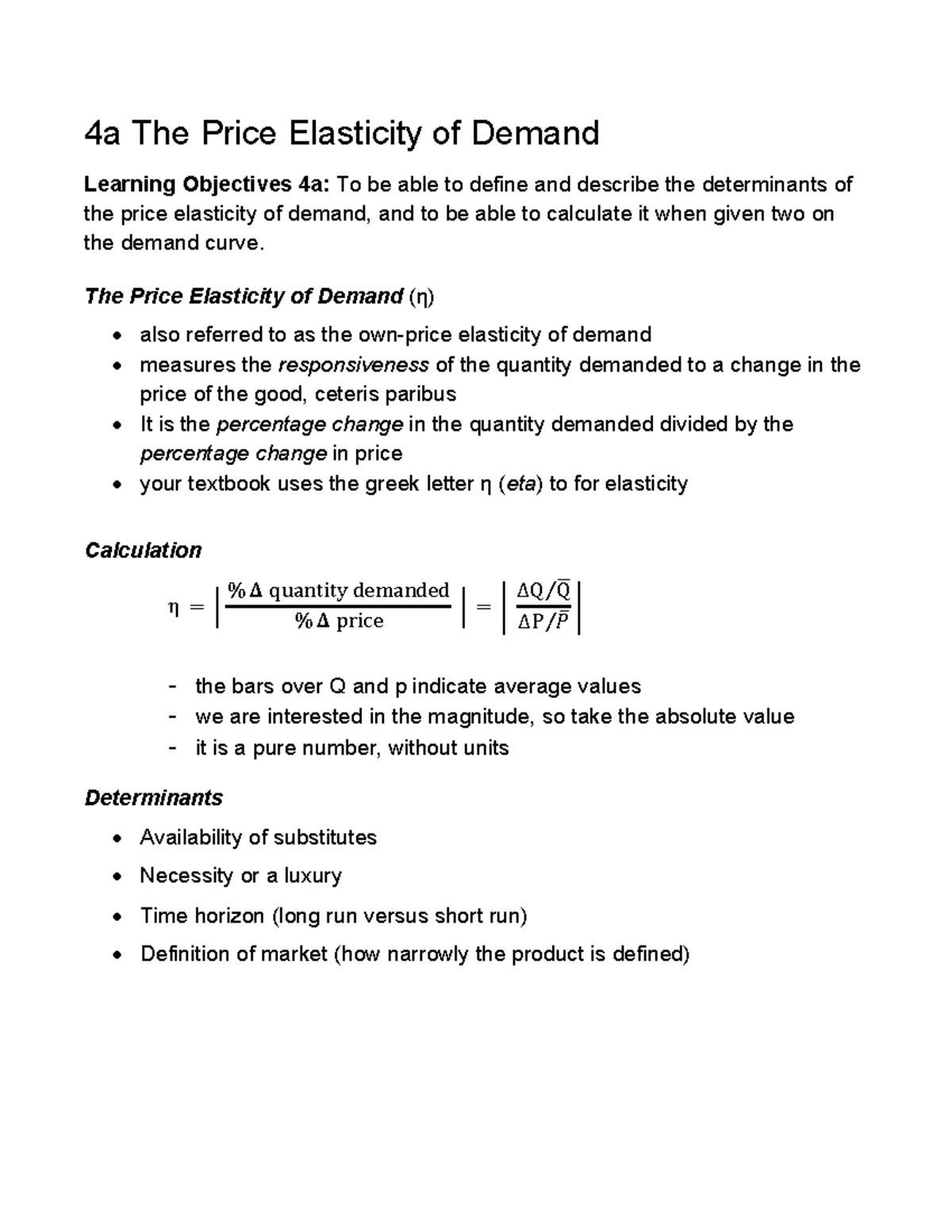 1220 - 04 Lecture Notes: Price Elasticity of Demand & Tax Burden - Studocu