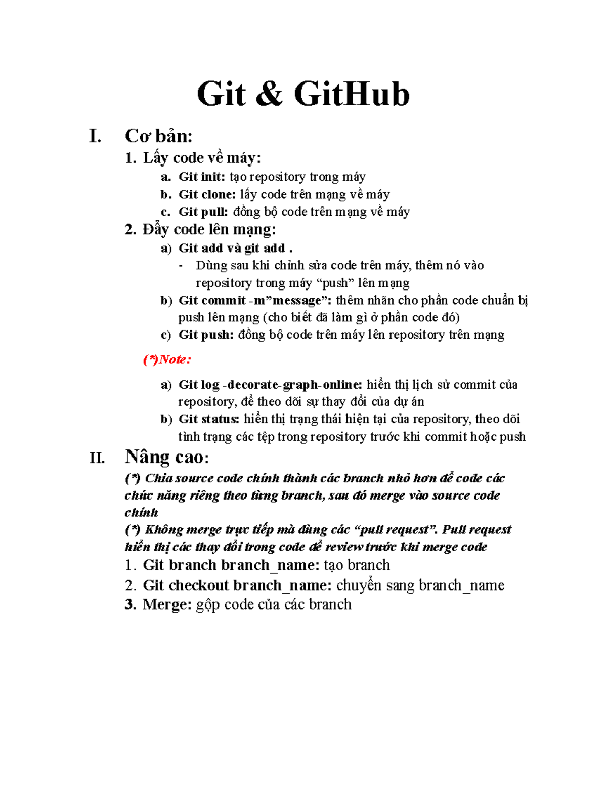 Git & GitHub: Tài Liệu Hướng Dẫn Cơ Bản và Nâng Cao - Studocu