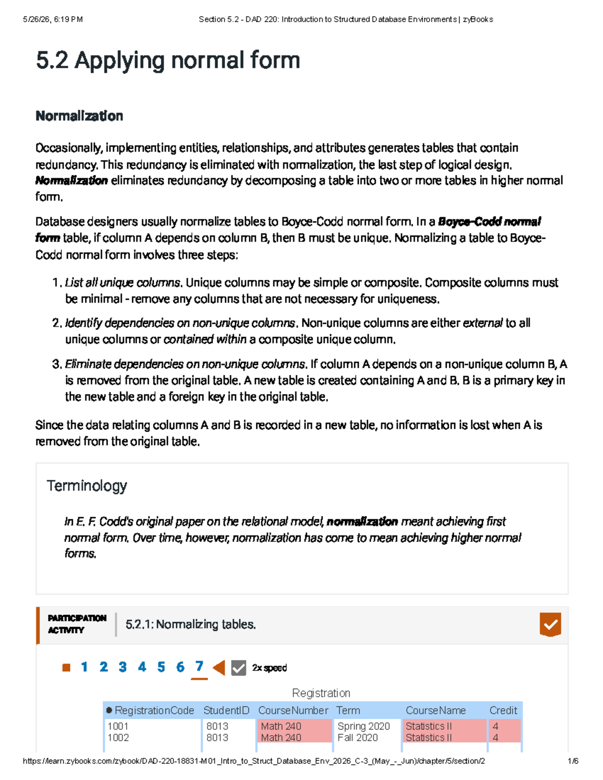 Section 5.2 - DAD 220: Normalization and Denormalization Concepts - Studocu