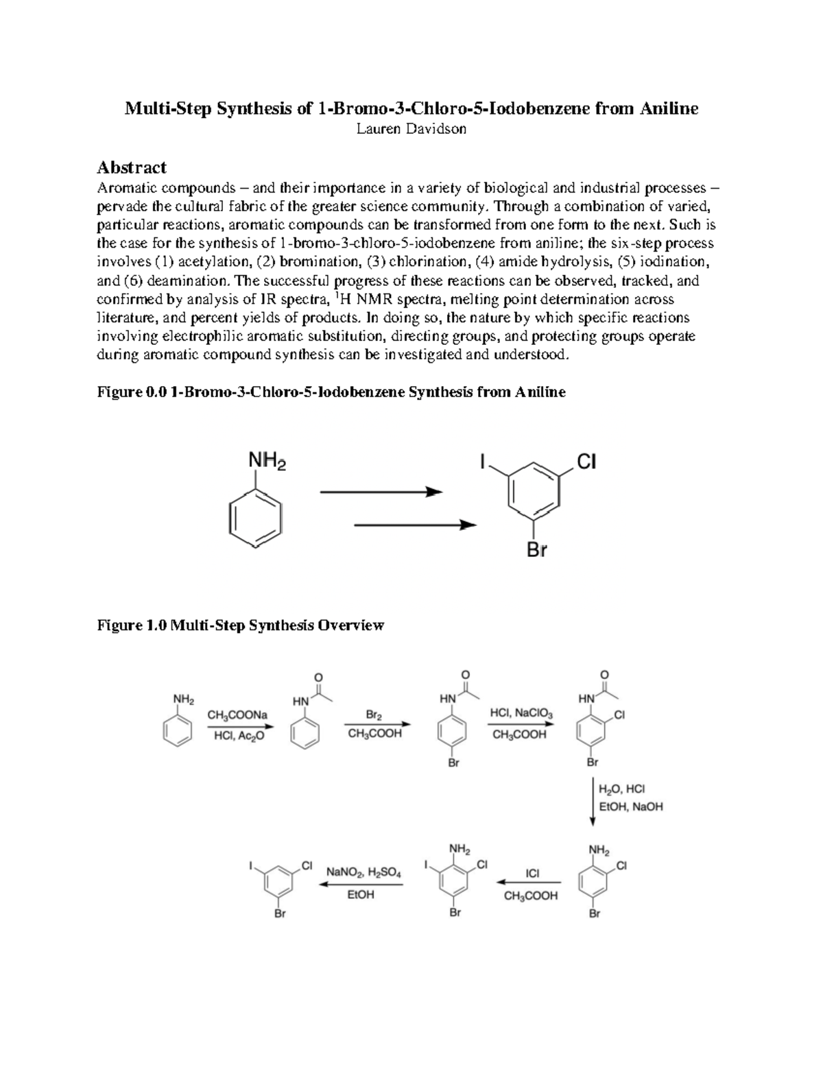 Lab+4 - Multi-Step Synthesis of 1-Bromo-3-Chloro-5-Iodobenzene Report ...