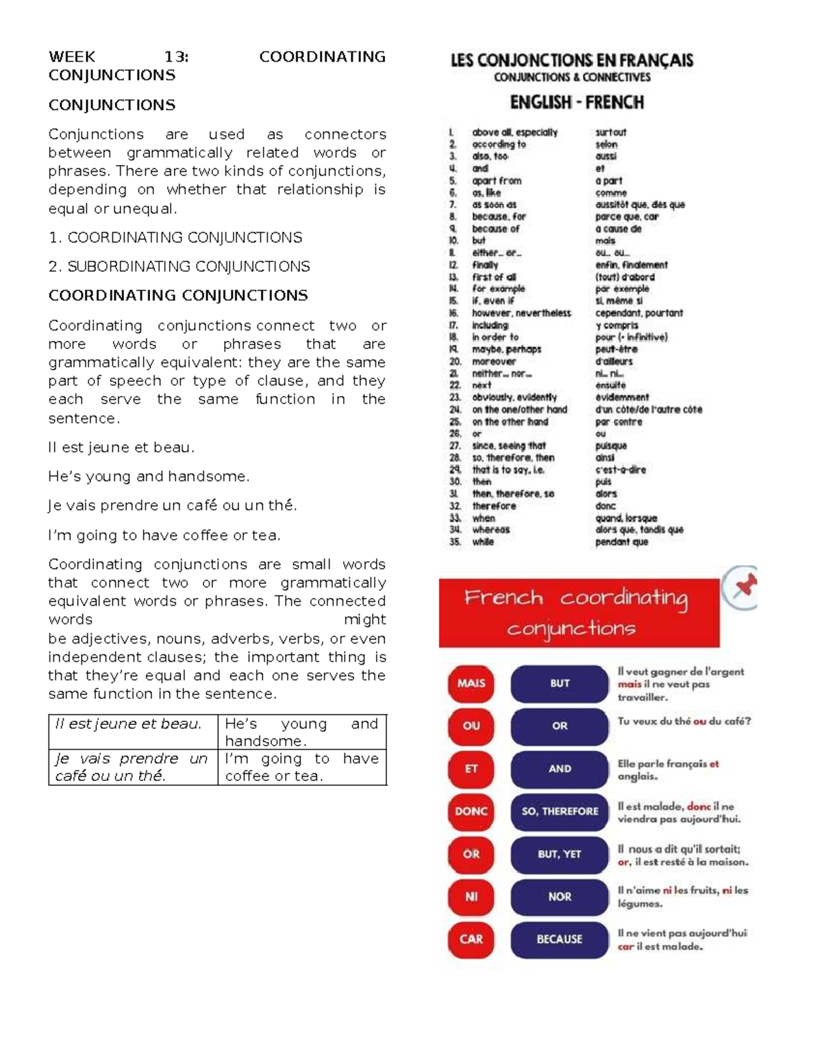 FOLA - Final Exam Notes: Conjunctions & Plural Forms - Studocu