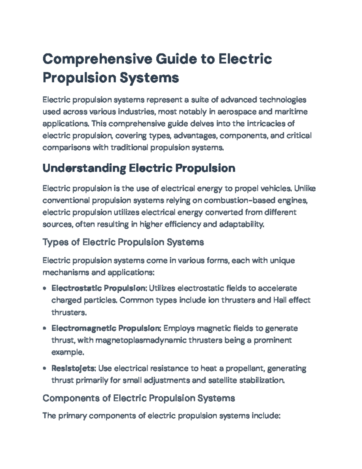 Comprehensive Guide to Electric Propulsion Systems in Aerospace ...
