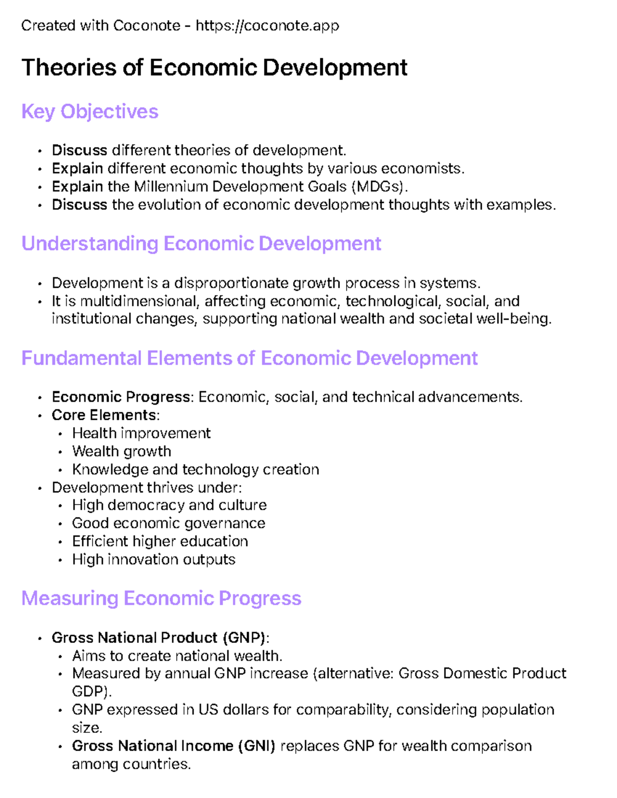 Overview of Economic Development Theories (ECO 101) - Studocu