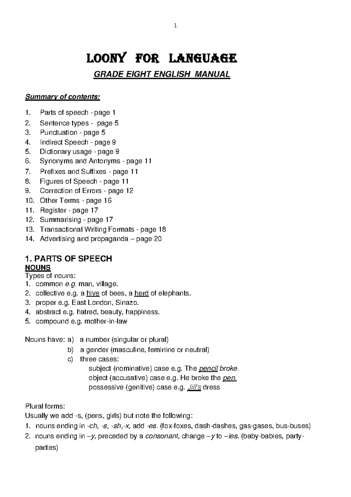Grade 8 English Manual - Comprehensive Guide to Language Rules - Studocu