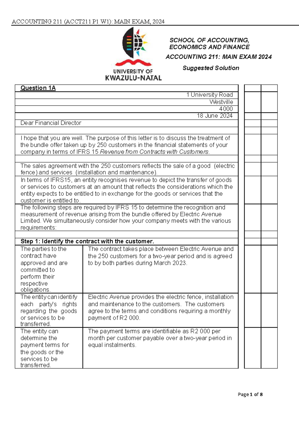 ACCOUNTING 211 (ACCT211 P1 W1): MAIN EXAM 2024 SOLUTION - Studocu