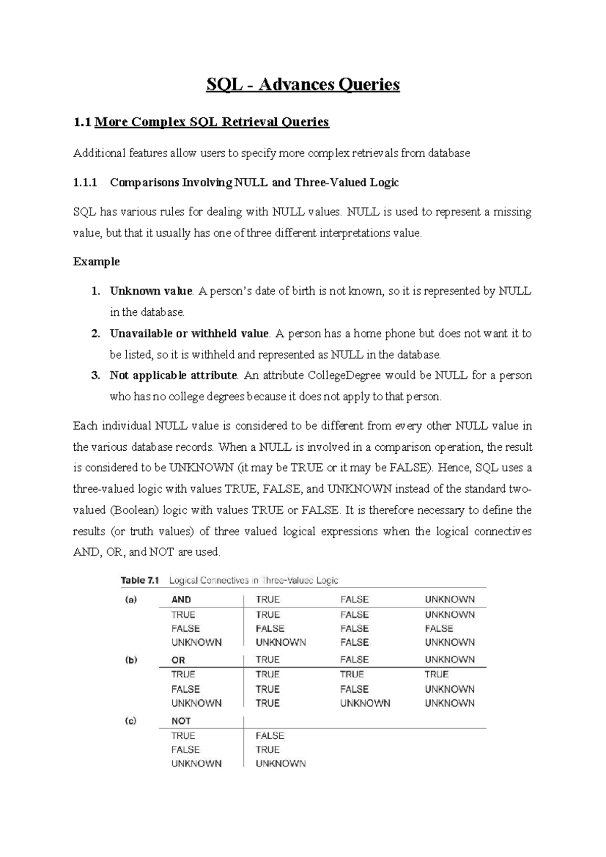 SQL Advanced Queries 1.1: Complex Retrieval Techniques and Functions ...