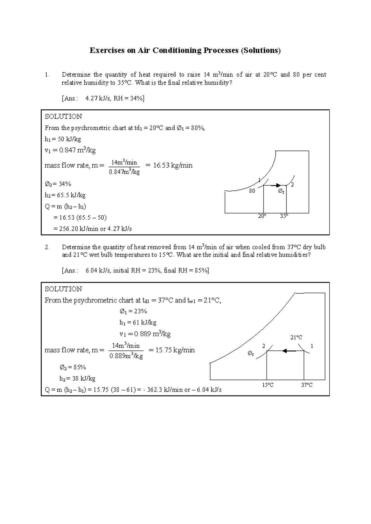 Psych 02 Air Conditioning Process Solutions and Calculations - Studocu