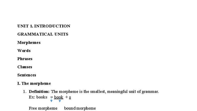 UNIT 1-4: GRAMMATICAL UNITS, NOUNS, PHRASES & CLAUSES STUDY NOTES - Studocu