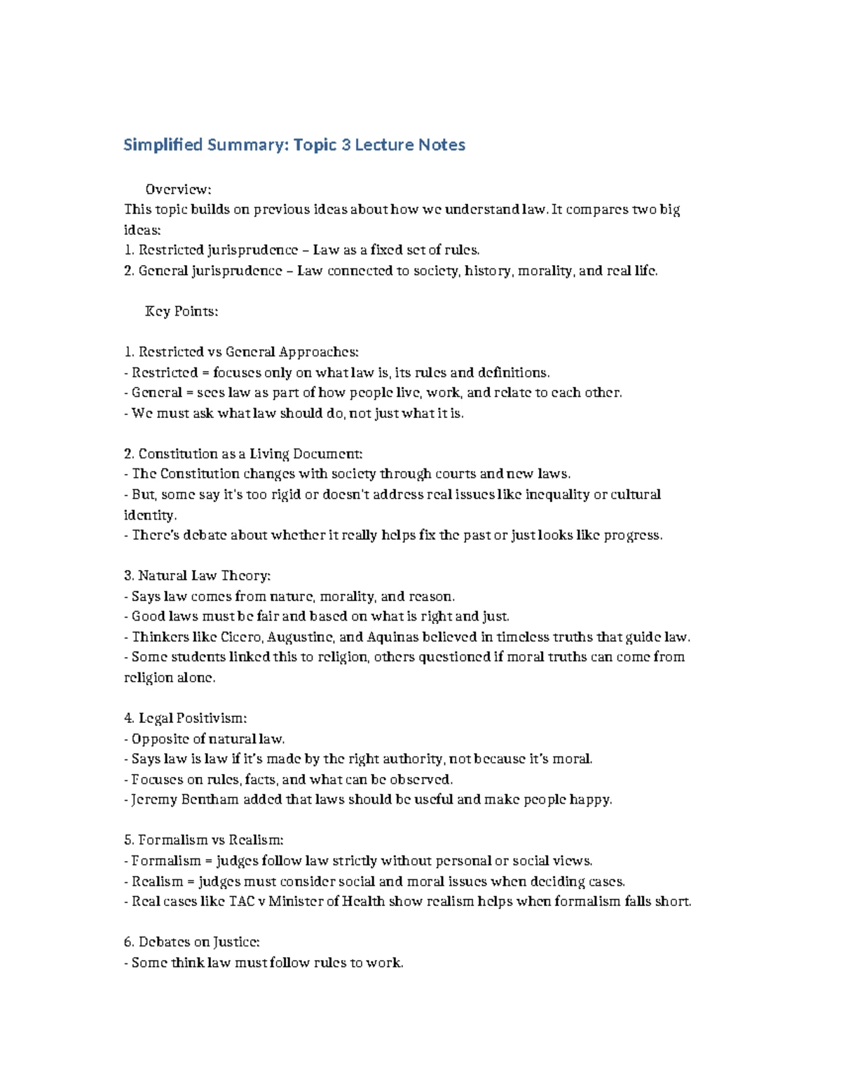 JUR 101: Summaries of Key Readings in Jurisprudence - Studocu
