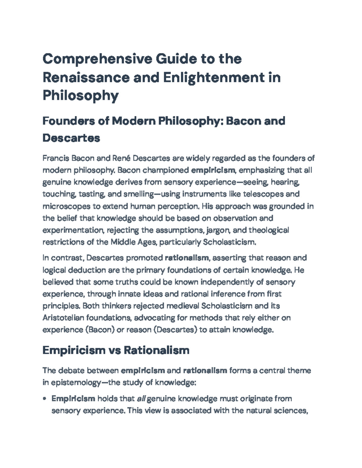 Renaissance & Enlightenment Philosophy: Bacon & Descartes Overview ...