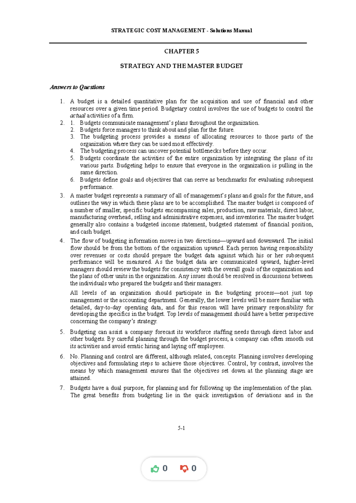 Accounting notes - STRATEGIC COST MANAGEMENT - Solutions Manual CHAPTER ...