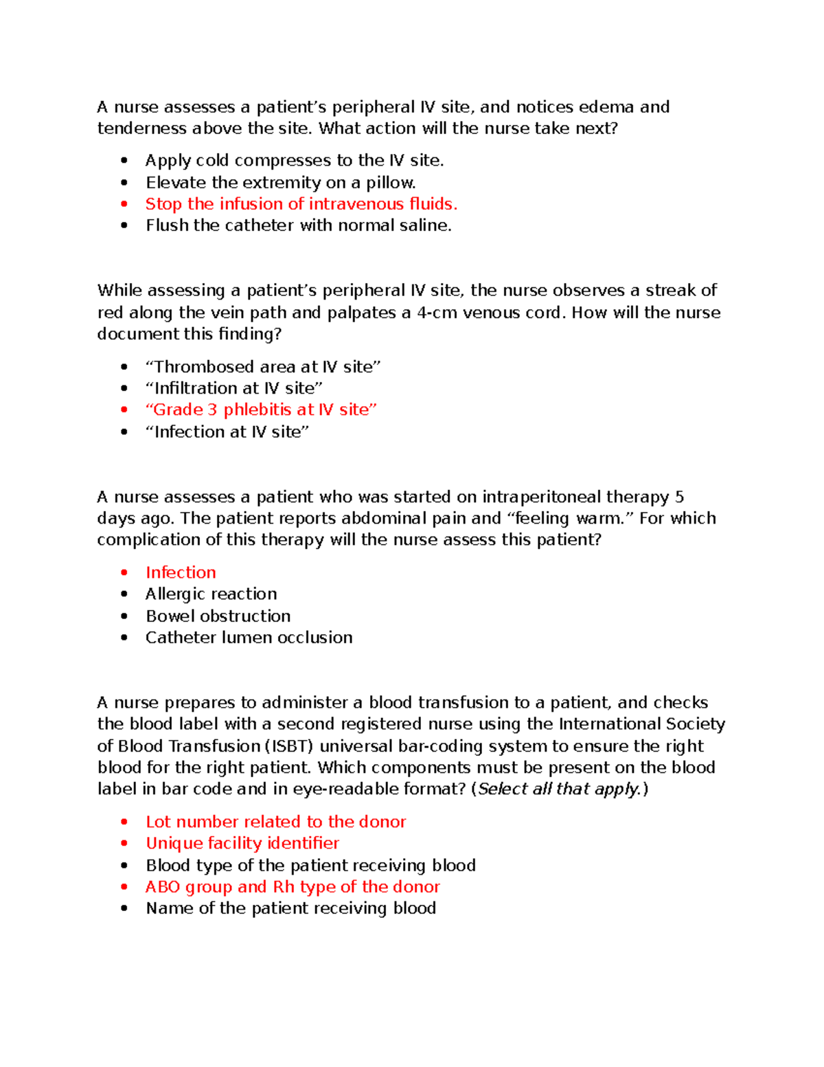 Post Lecture Quiz 2: Nursing Assessments for IV and Burn Patients - Studocu