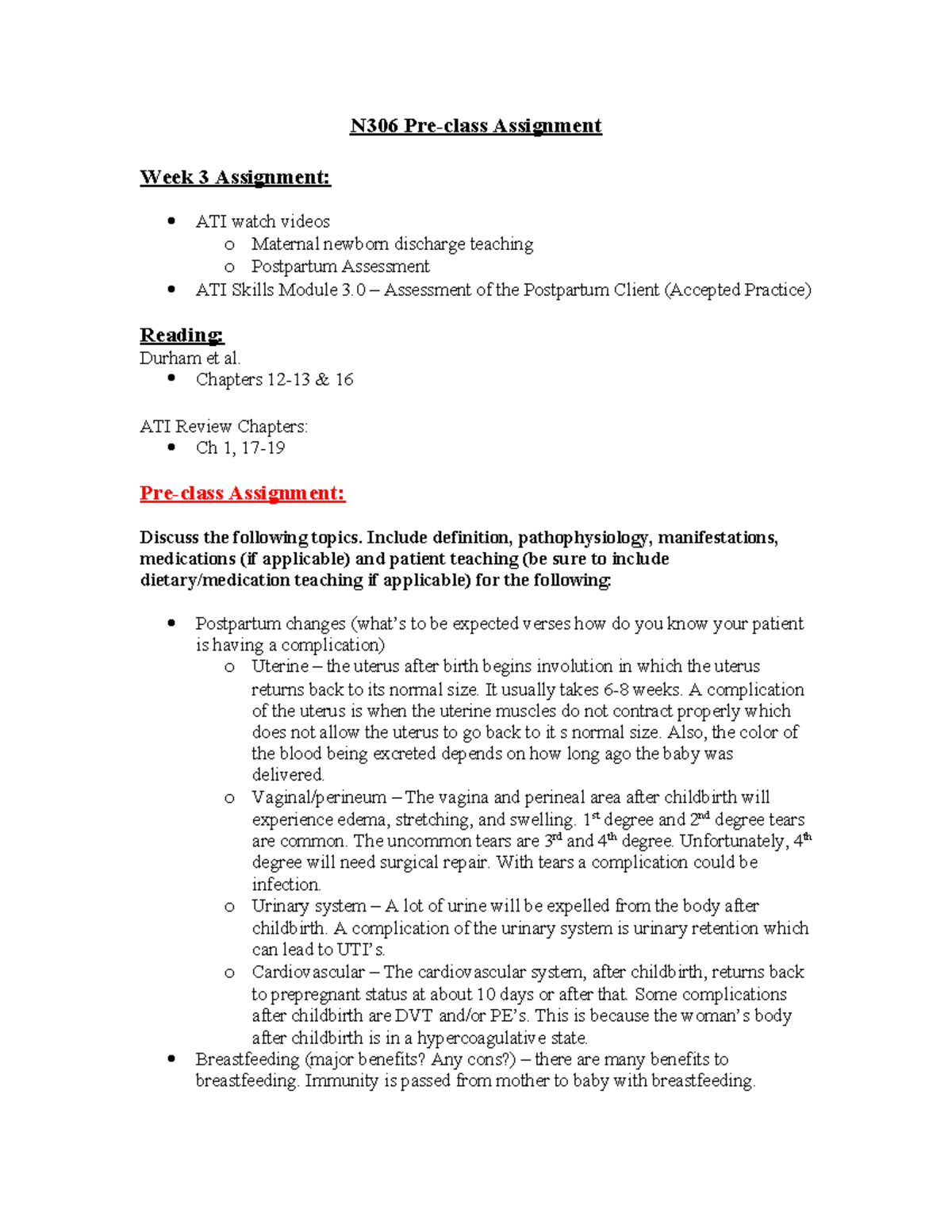 N306 Week 3 PCA-1 - Pre-class assignment to get into class. - N306 Pre ...