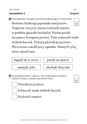 Sprawdzian z edukacji polonistycznej klasa 3 nowa era - Język polski