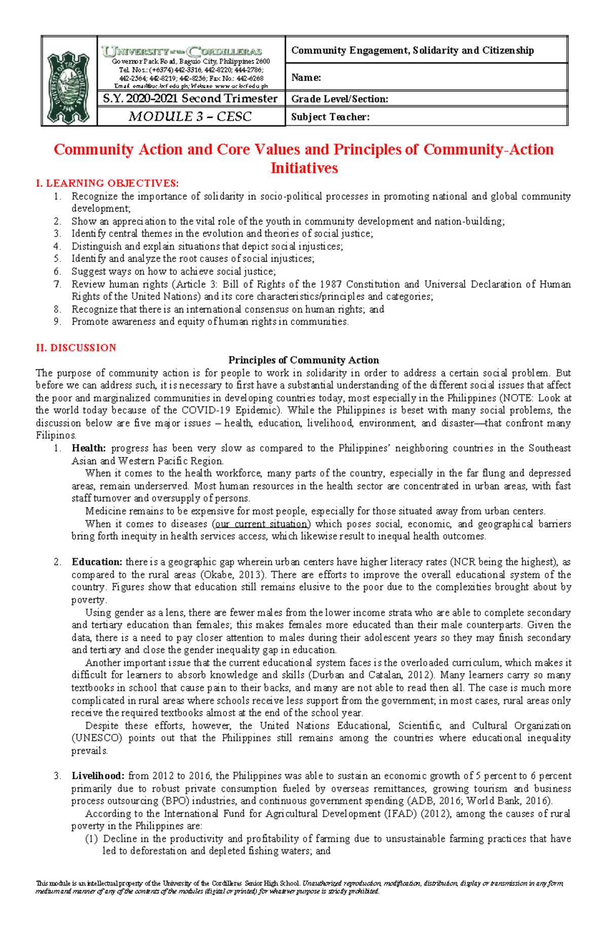 CESC Module 3: Community Engagement, Solidarity & Citizenship Insights ...