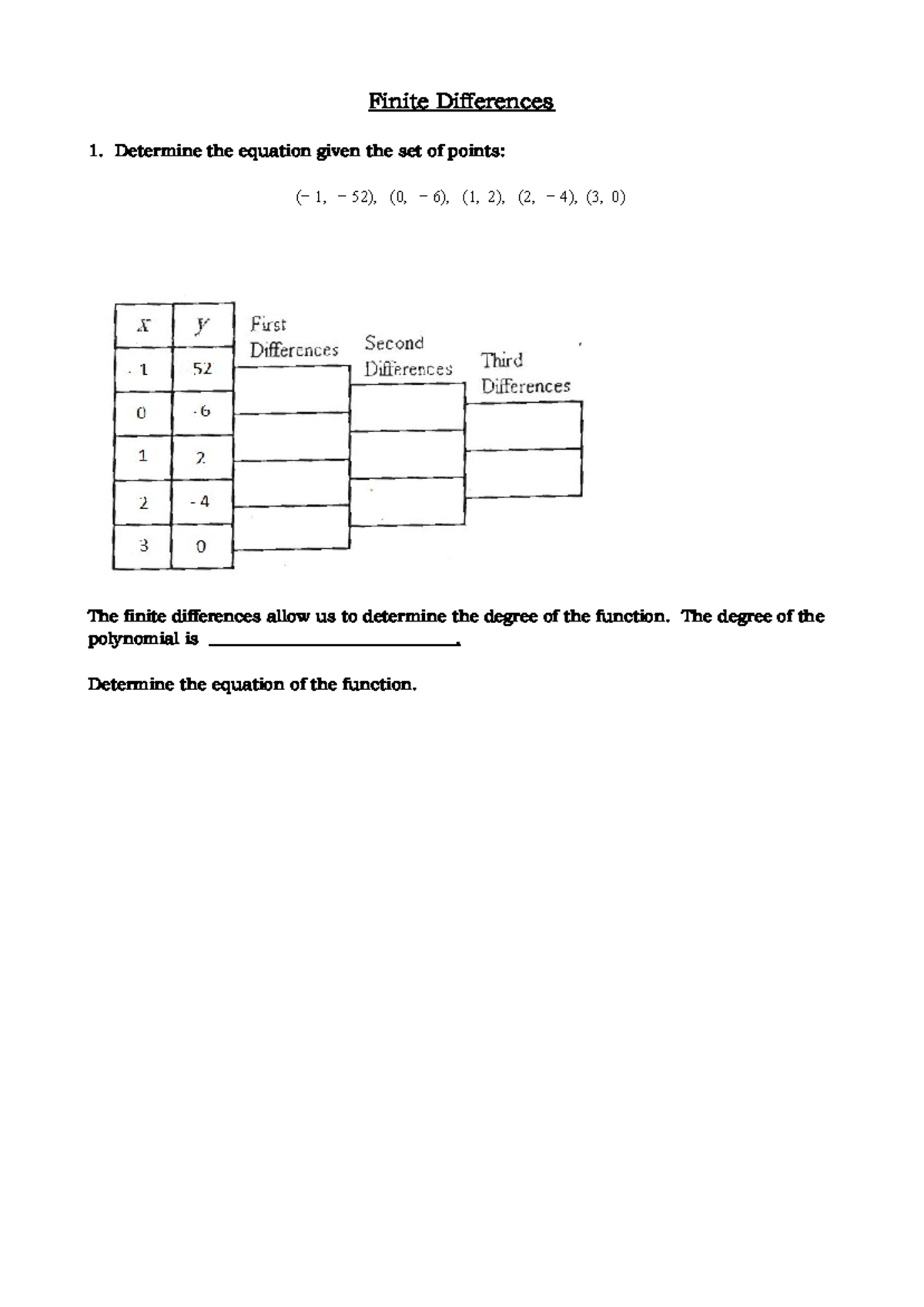 22Finite Differenceslesson-Gatey - Finite Differences Determine the ...