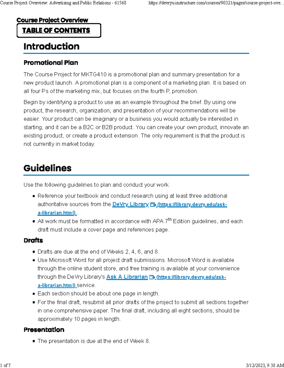 Advertising Course Project Overview - Copy - The Course Project for ...