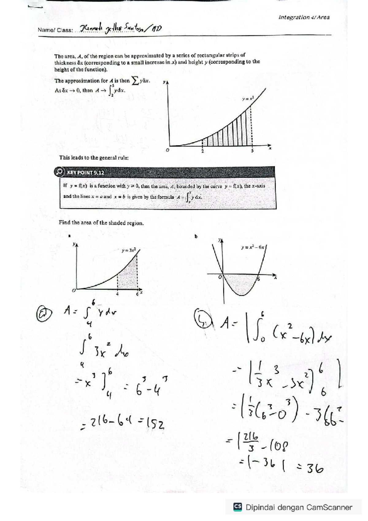 Integration Area Class: Key Points and Exercises (CS) - Studocu
