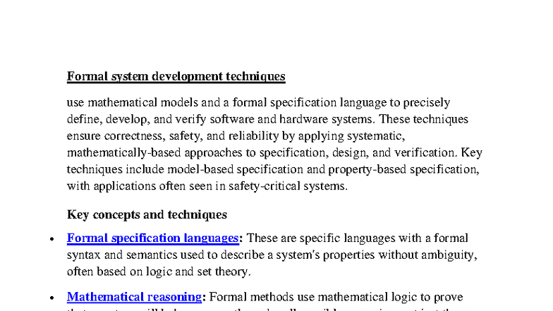 Formal Methods and Software Design Techniques: Important Q&A - Studocu