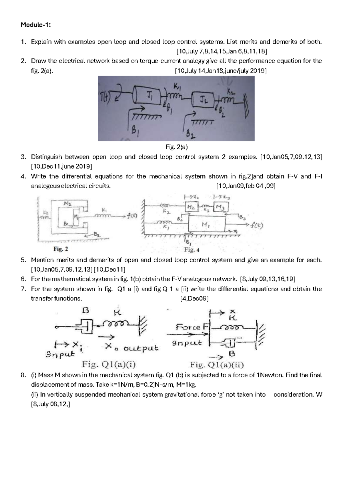 BEC403 QB - Control Systems: Open Loop vs Closed Loop Analysis and ...