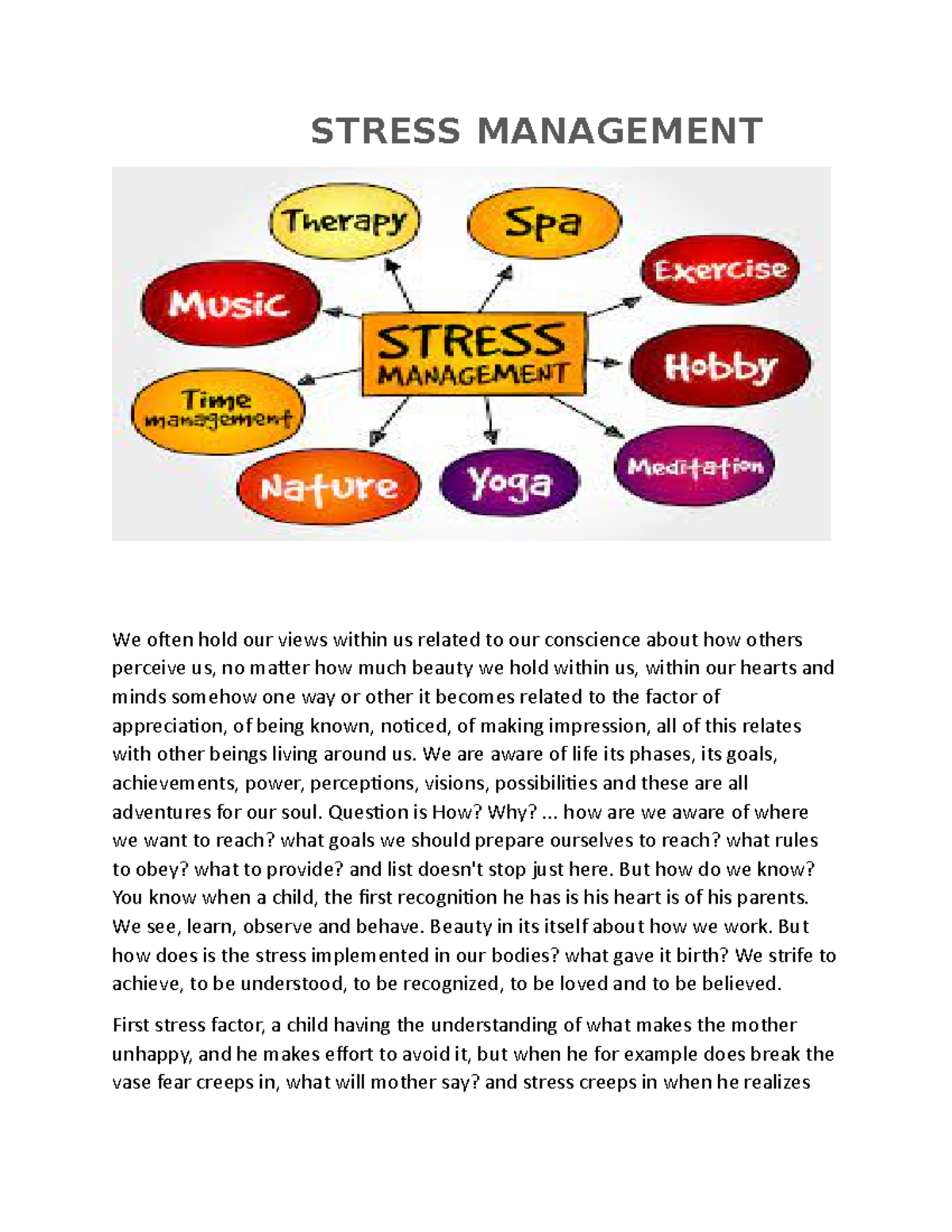 Stress Management Techniques: Understanding and Coping Mechanisms - Studocu