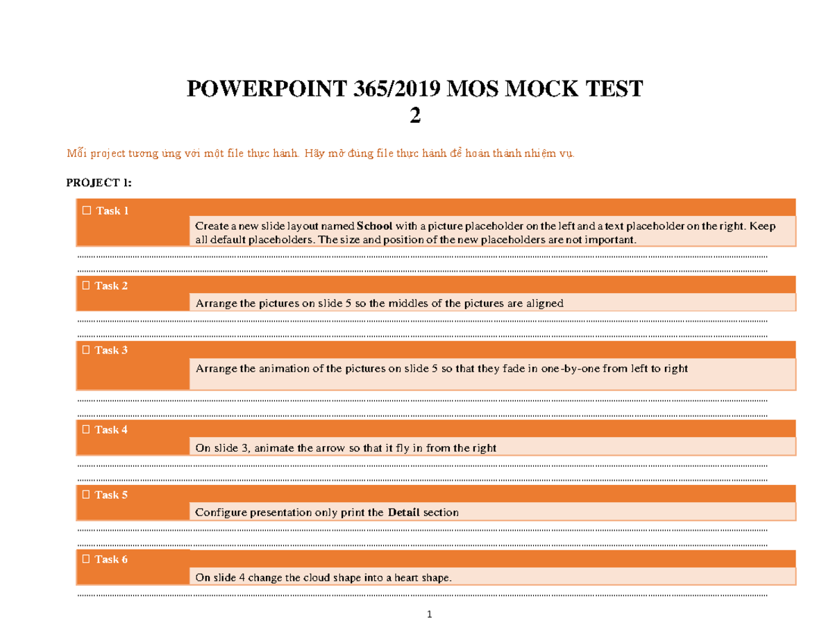 PPT 365 2019 MOCK TEST 2: Practical Tasks and Project Instructions ...