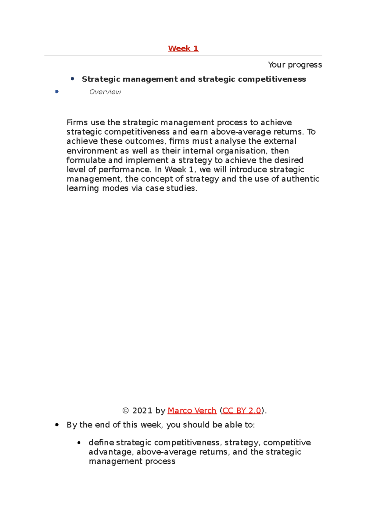 Week 1 - Understanding Strategic Management for Competitive Advantage ...