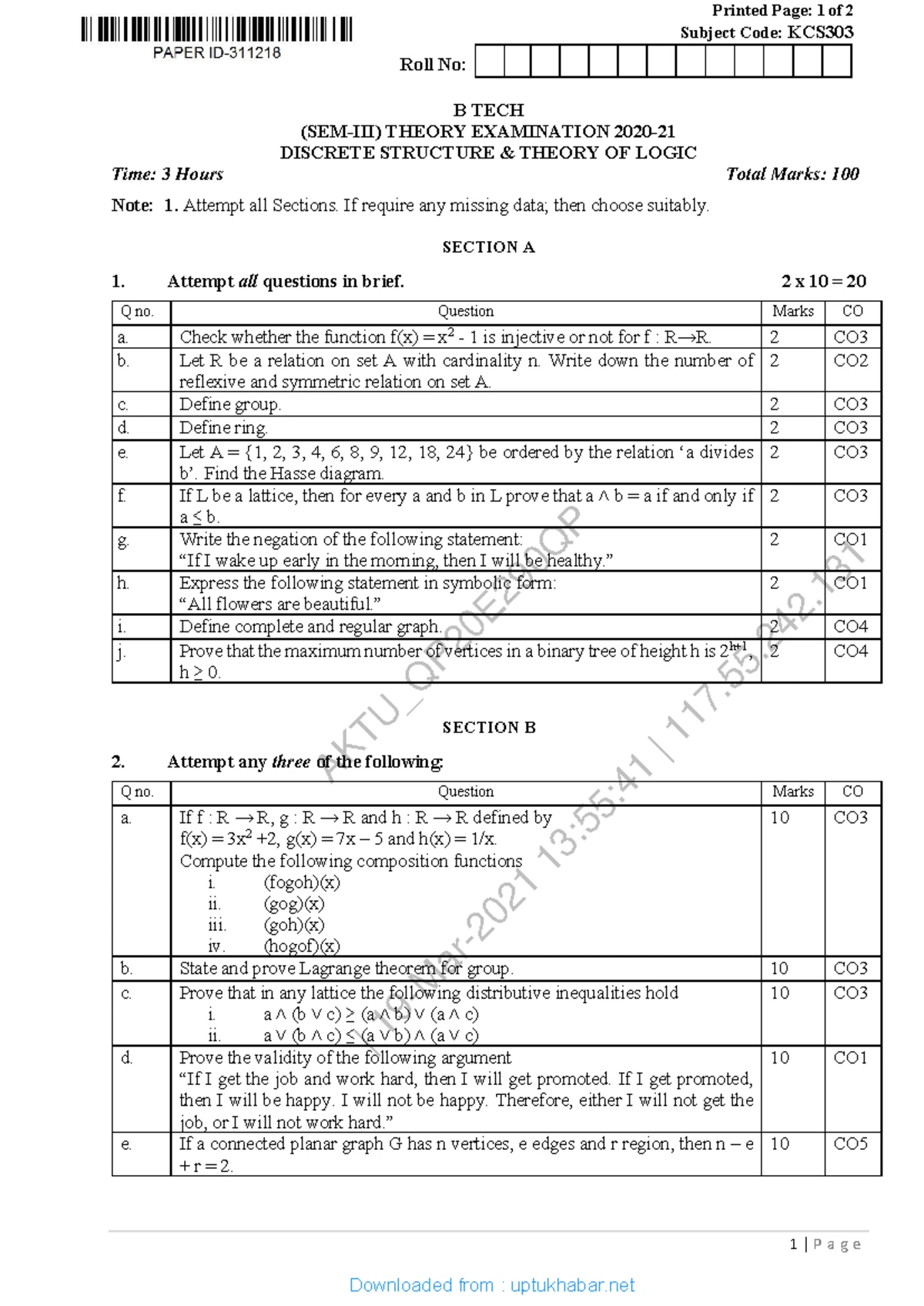 Discrete Structures Theory Of Logic Kcs 303 1 2022 Qp22p2 31 Mar Discrete Structures Theory Of Logic Kcs 303 1 2022 Qp22p2 31 Mar
