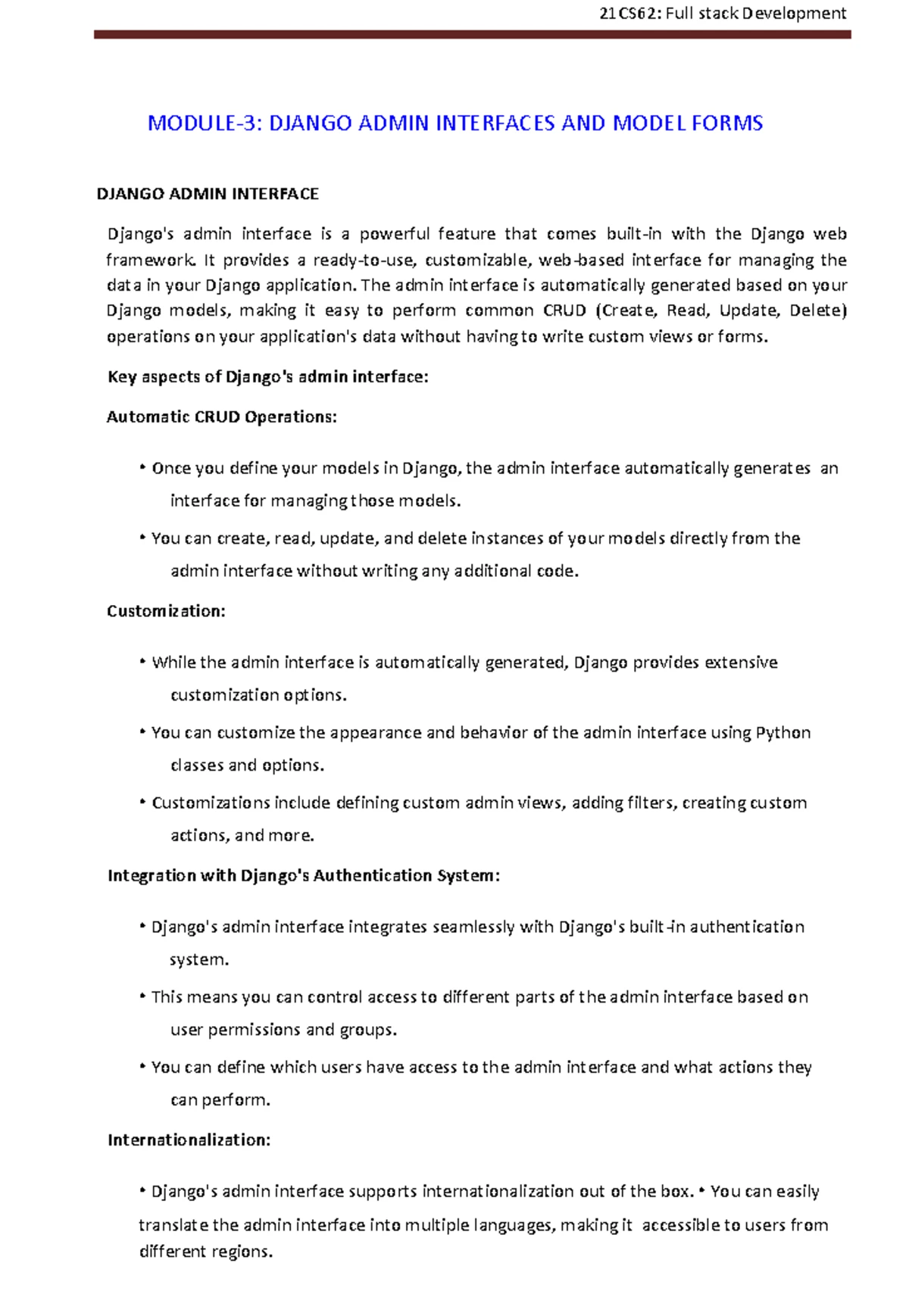 FSD Module 1 Lecture Notes: Full Stack Development with Django - Studocu