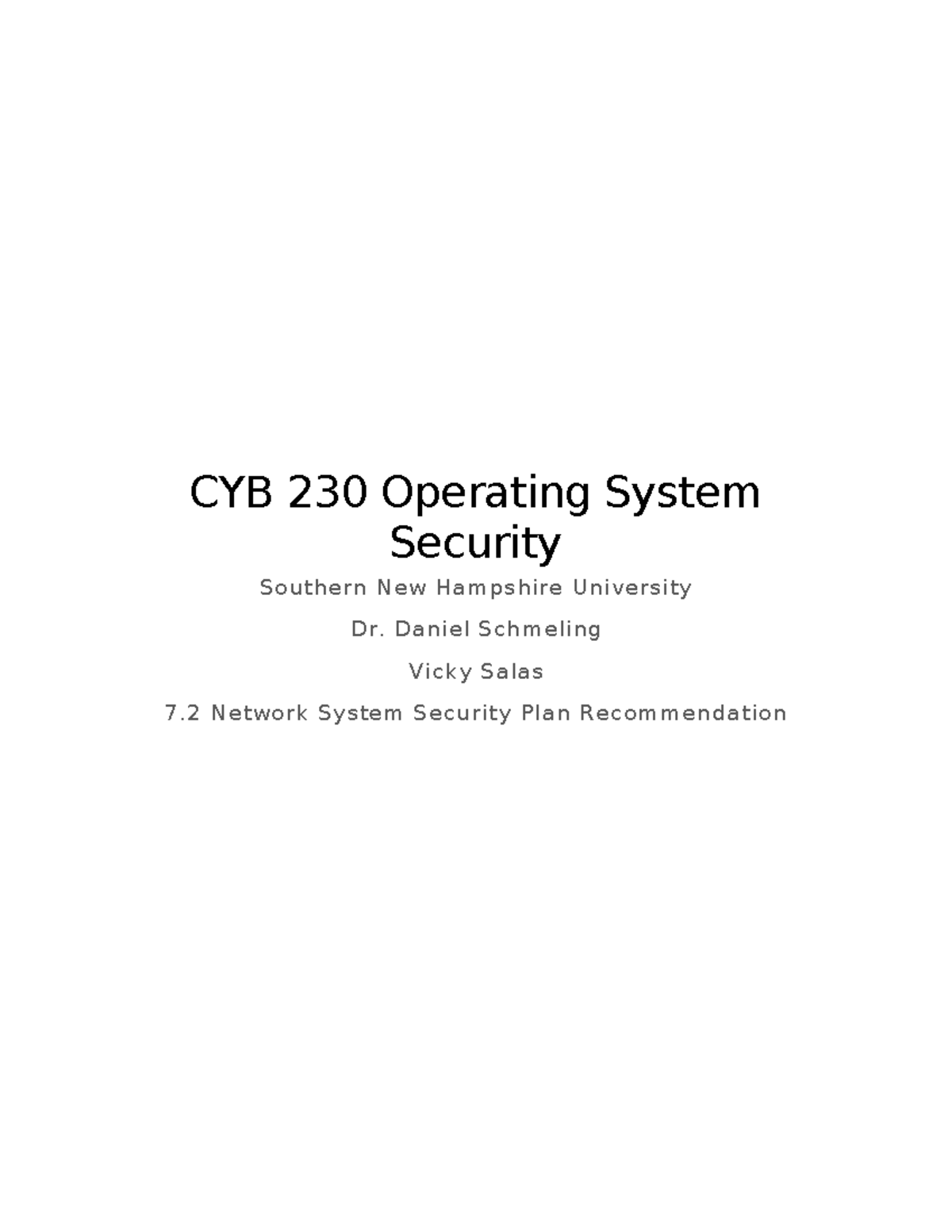 CYB 230 7 2 Network System Security Plan - CYB 230 Operating System ...