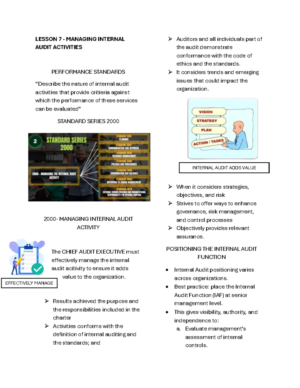 Lesson 7: Managing Internal Audit Activities & Performance Standards ...