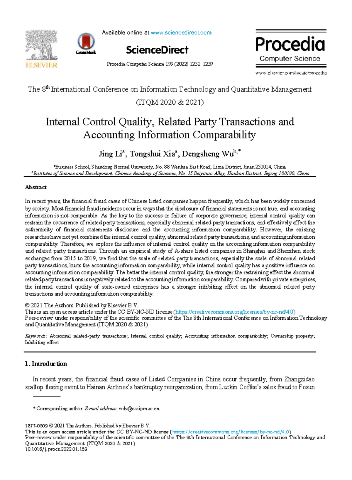 Internal Control Quality and RPT Impact on Accounting Info ...