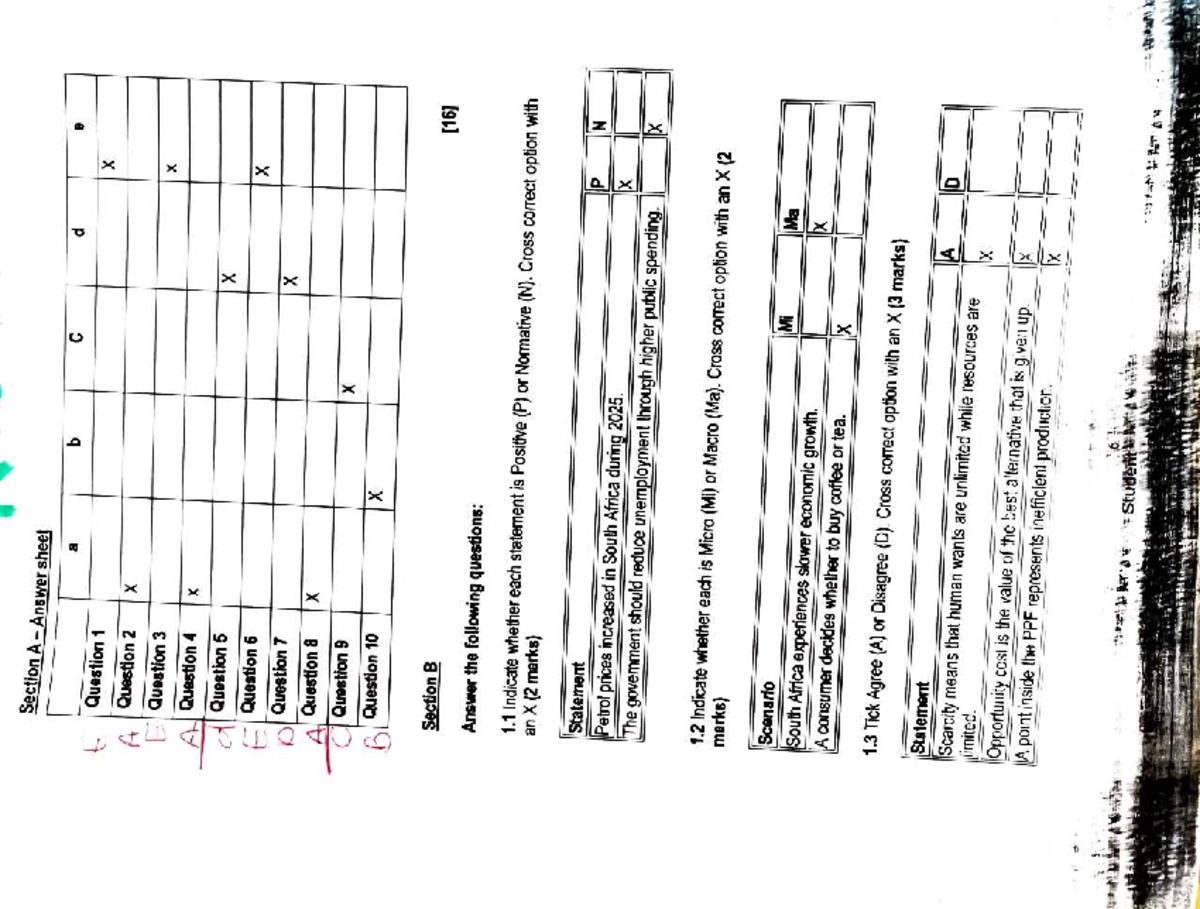 ECO101 Final Exam Practice: Section A & B Answer Key - Studocu