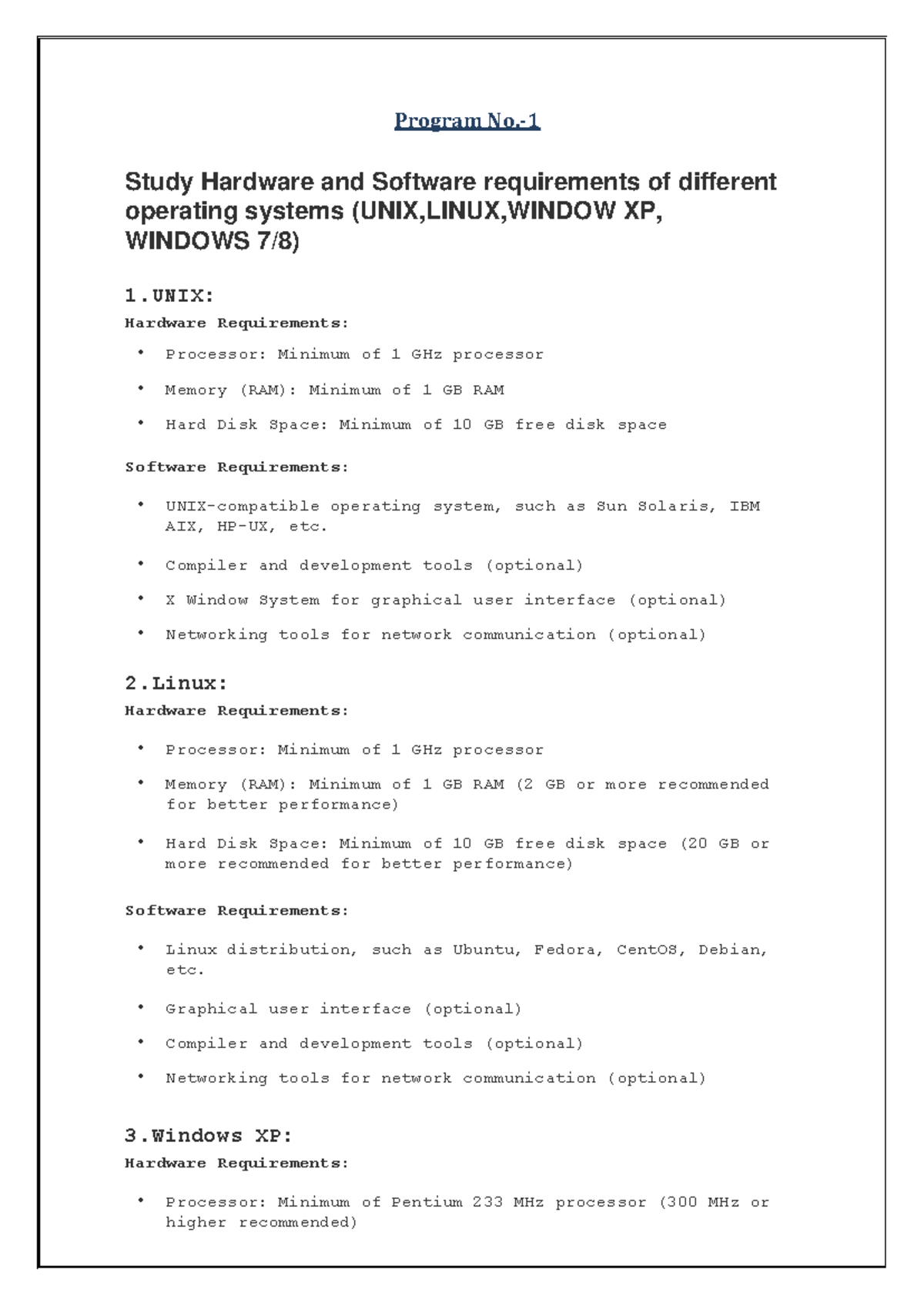 OS-Programs Lab - Hardware & Software Requirements and Scheduling ...