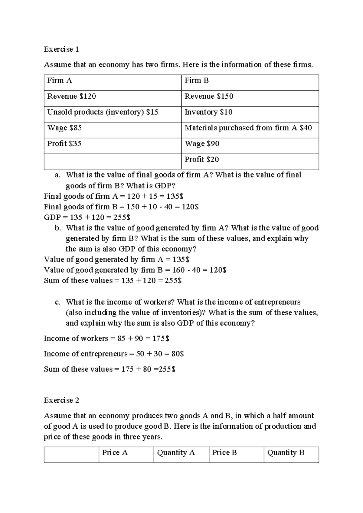 Quiz GDP Analysis - Exercise 1 & 2 Insights on Economic Firms - Studocu