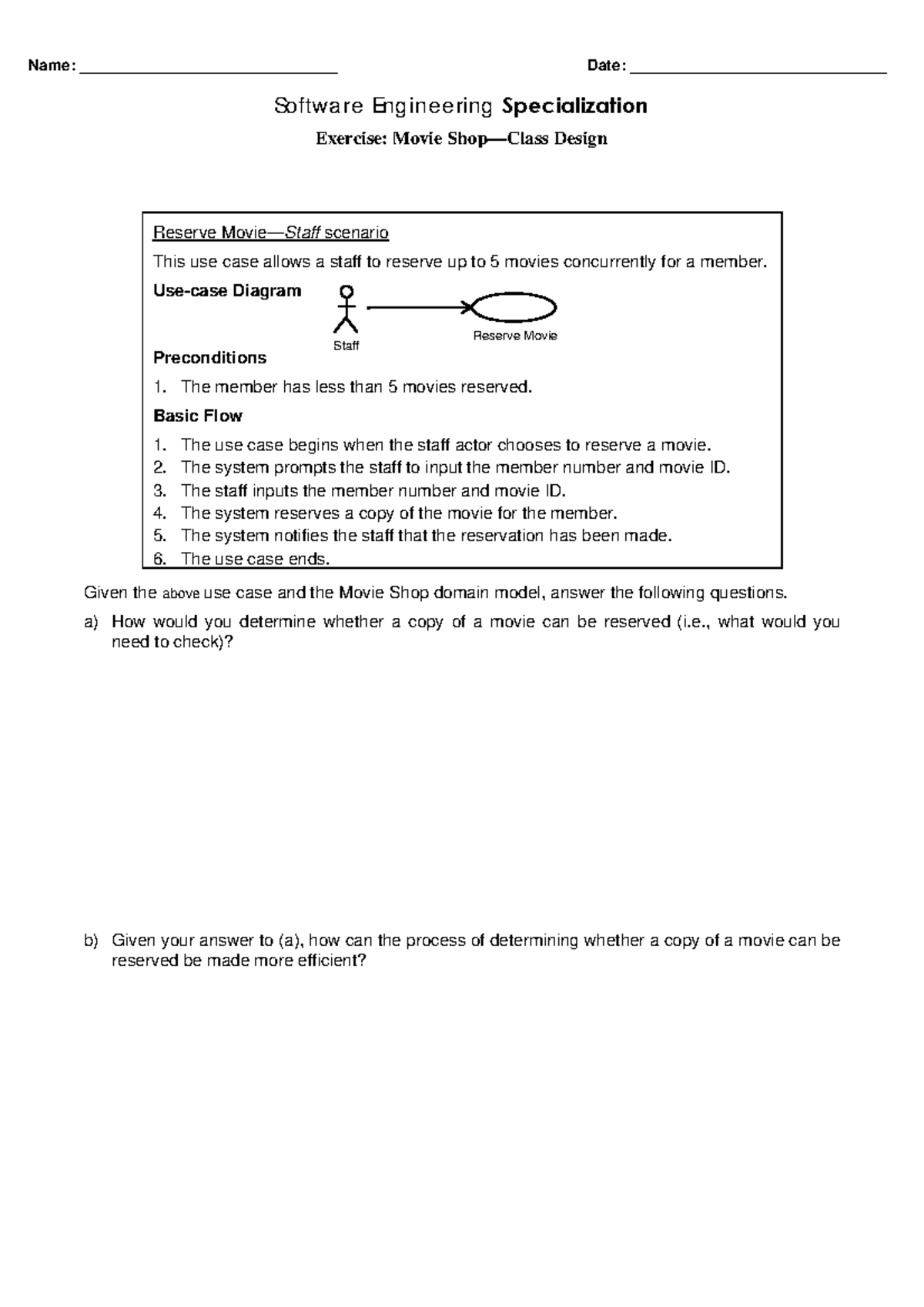 L15 Exercise: Movie Shop Class Design Use Case Analysis - Studocu