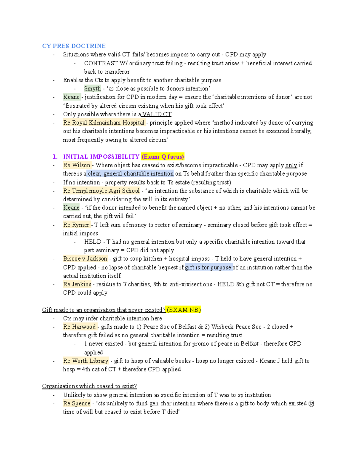 4 CY PRES Doctrine - Exam Notes on Charitable Intentions and Trusts ...