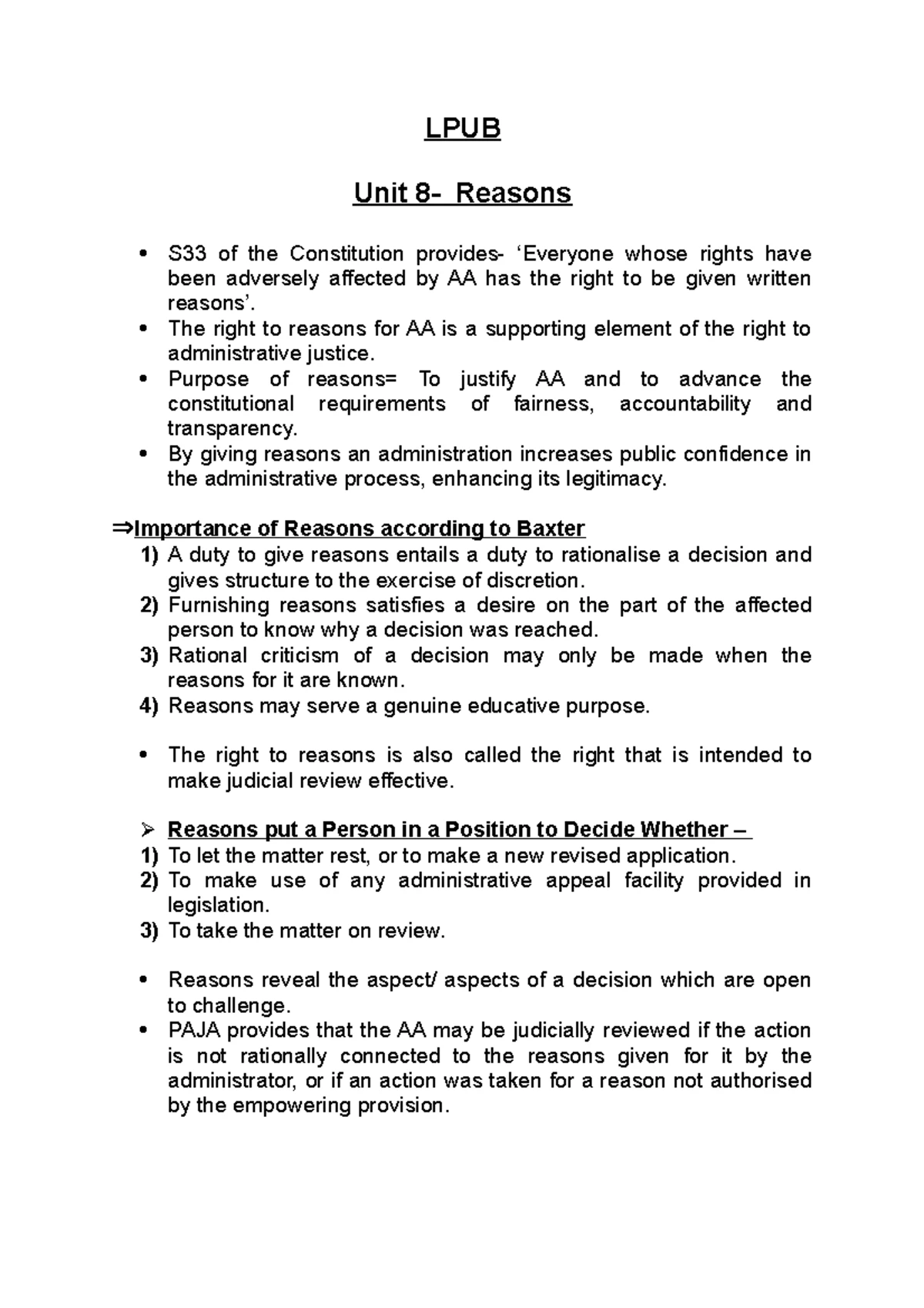 PRAL LU9 - Key Concepts and Procedures in Judicial Review Notes - Studocu